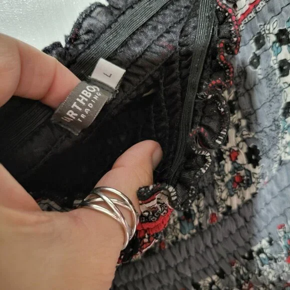 BOHO ASYMETRICAL STRAPLESS TOP FAIRY DRESS SZ L - Picture 3 of 5